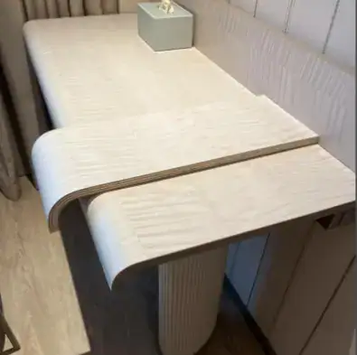 4 axis CNC Router carving curved flexible plywood for hotel counter furniture