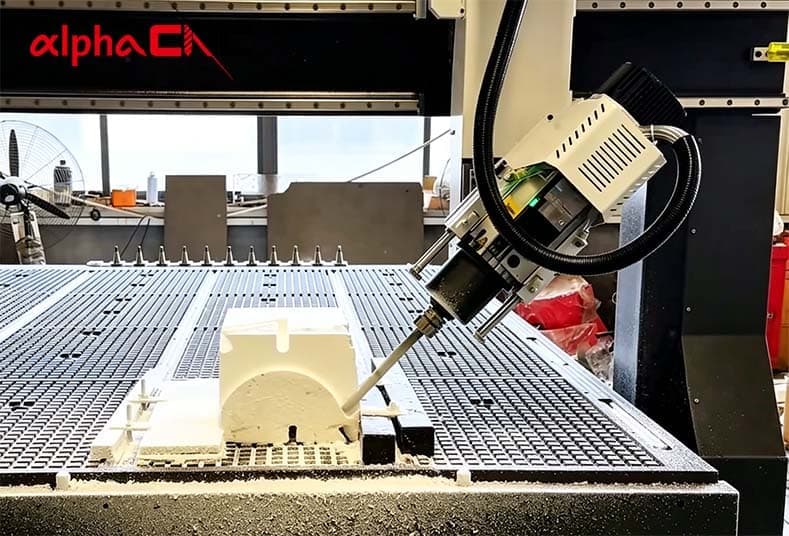 4-axis CNC router with a swing head for foam cutting