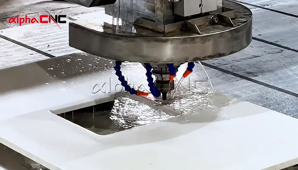 5-axis CNC router cutting stone with precision spindle