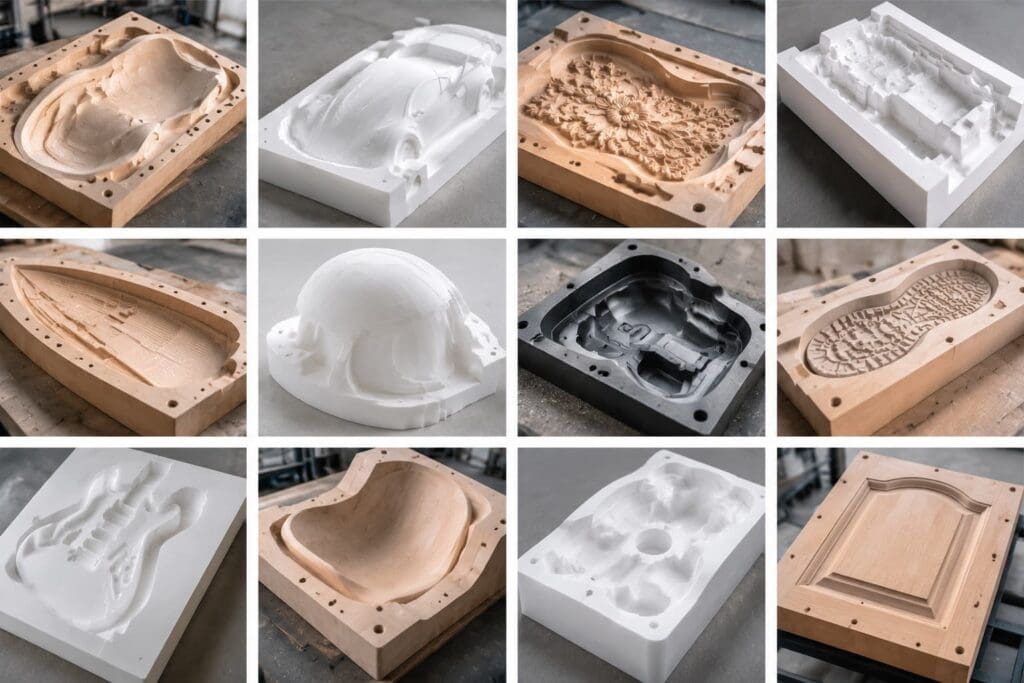5-axis CNC router machining wood and foam molds