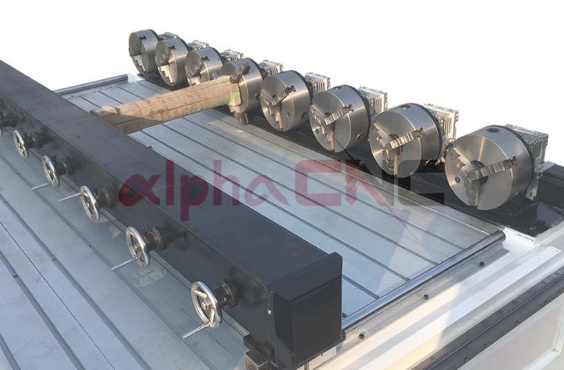 8-spindle CNC router with rotary axis