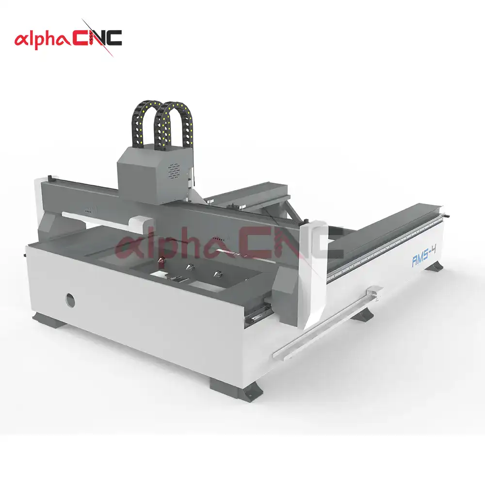 AMS-4 cnc router built‑in rotary axis inside table