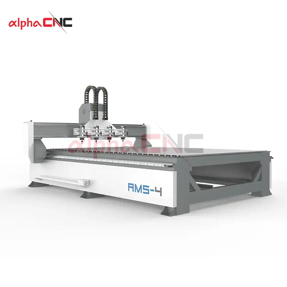 AMS-4‑spindle cnc router flat working