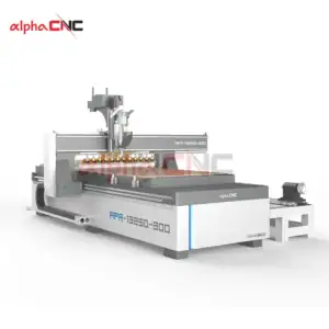 APR-1325D-300 1325 CNC router with side-mounted rotary axis and linear ATC – 4-axis wood router