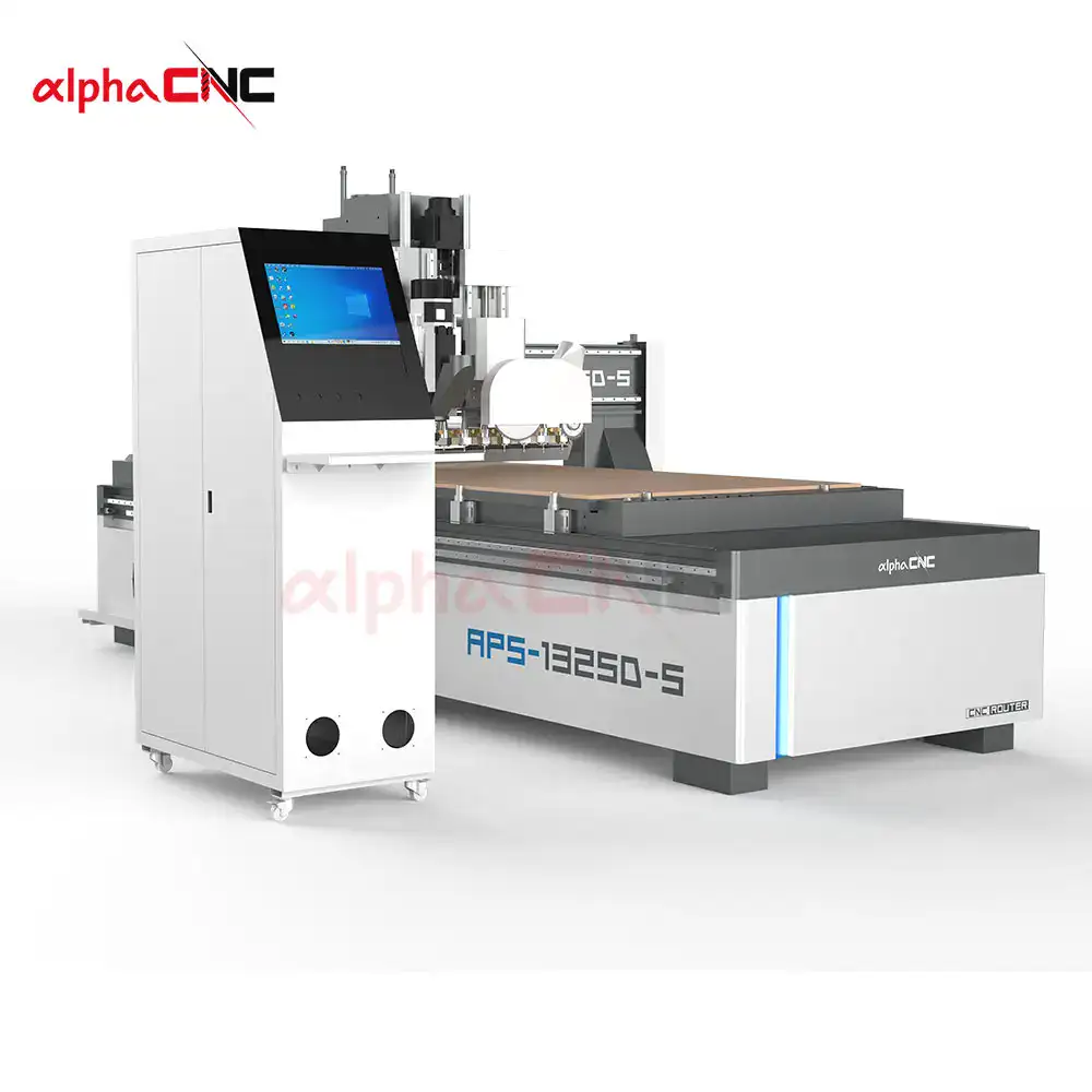 APS-1325D-S ATC CNC Router with linear tool changer and dual saws