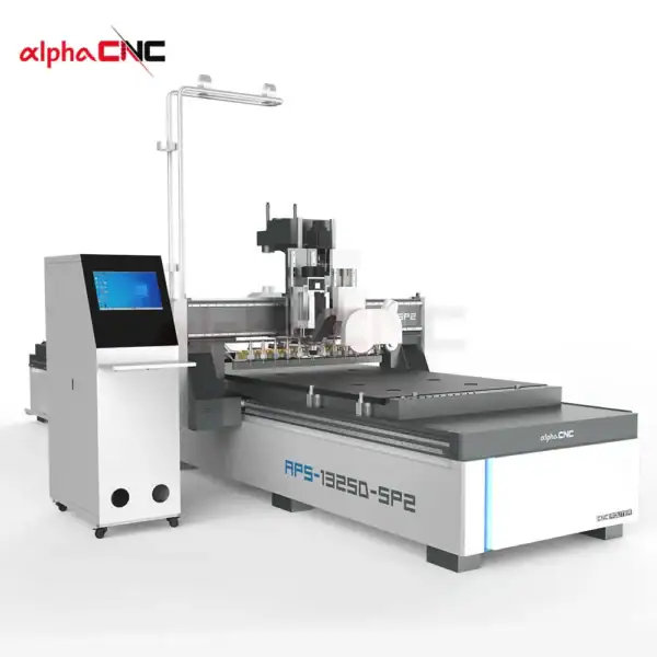 APS-1325D-SP2 dual workstation wood aluminum cutting machine in factory
