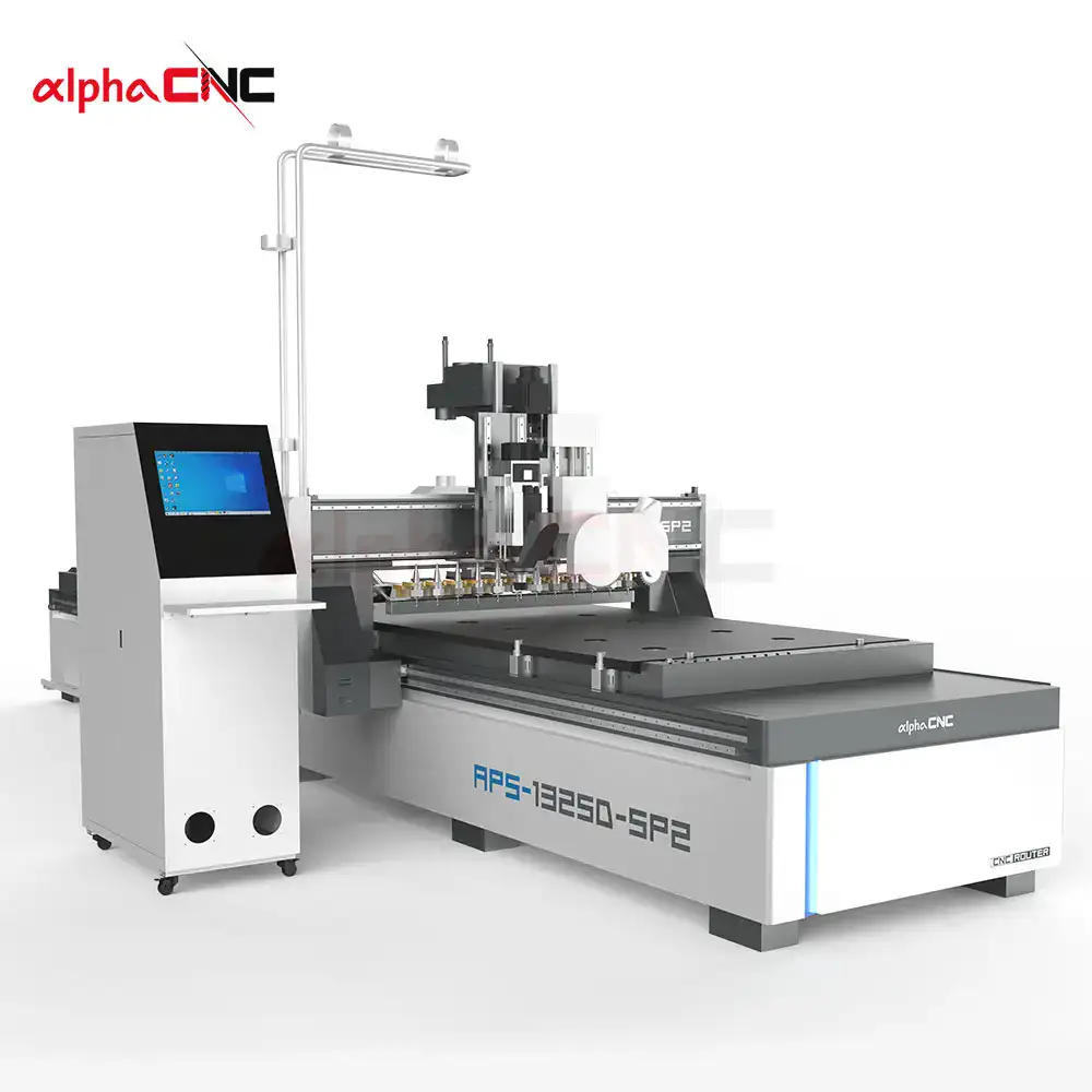 APS-1325D-SP2 dual workstation wood aluminum cutting machine in factory