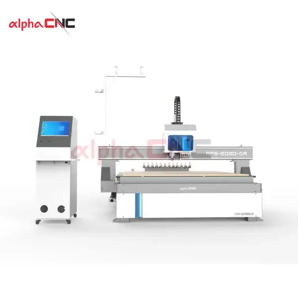 Front view of the APS-2030 ATC CNC woodworking machine, showing the robust structure and clean design for furniture manufacturing