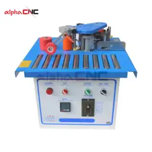 Close-up of edge bander glue application