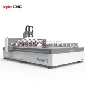 Alpha 6 spindle CNC router with rotary axis