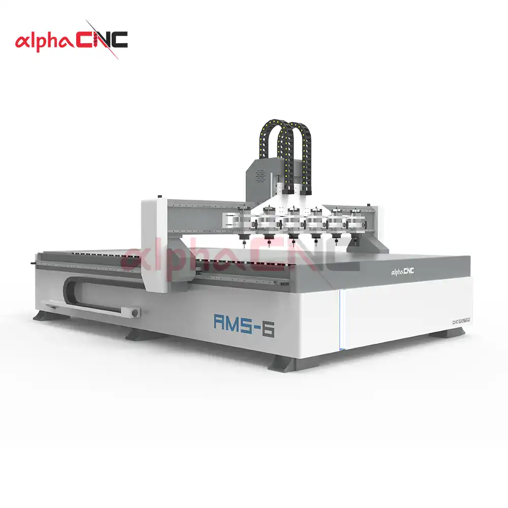 Alpha CNC AMS‑6 6‑spindle cnc router for wood batch carving