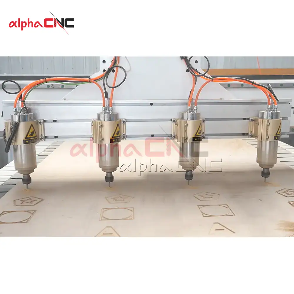 Alpha CNC four spindles engraving wood panel