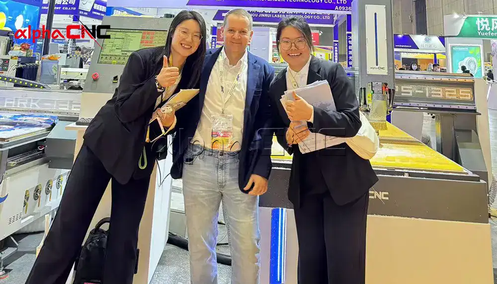 Alpha CNC global client taking photo