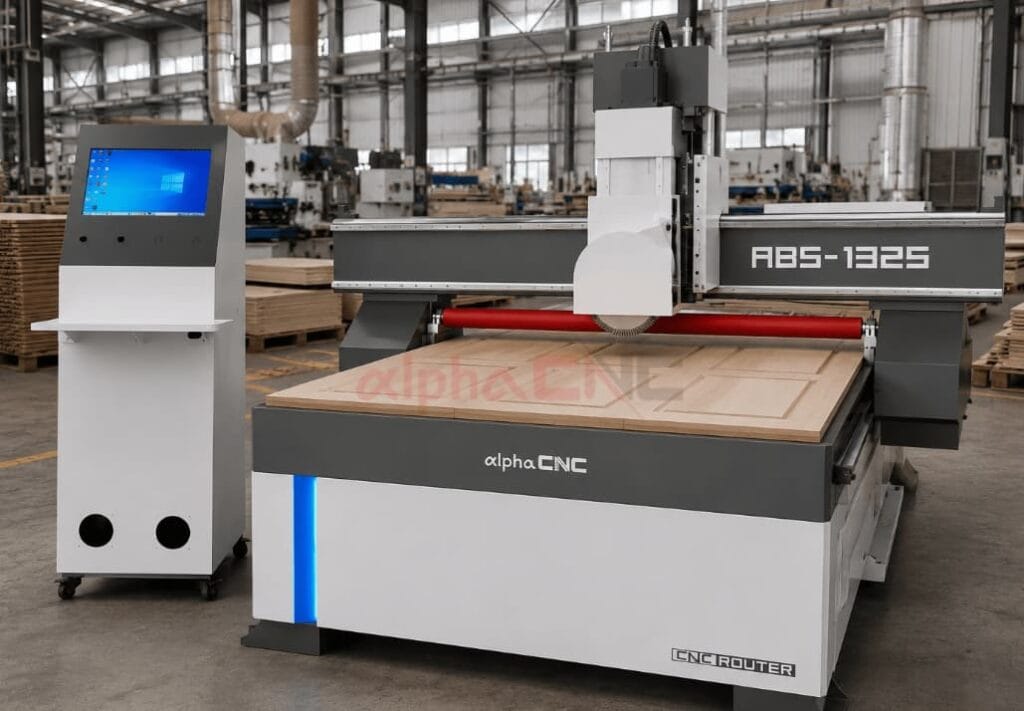 Alpha CNC router with Saw Blade & Press Roller