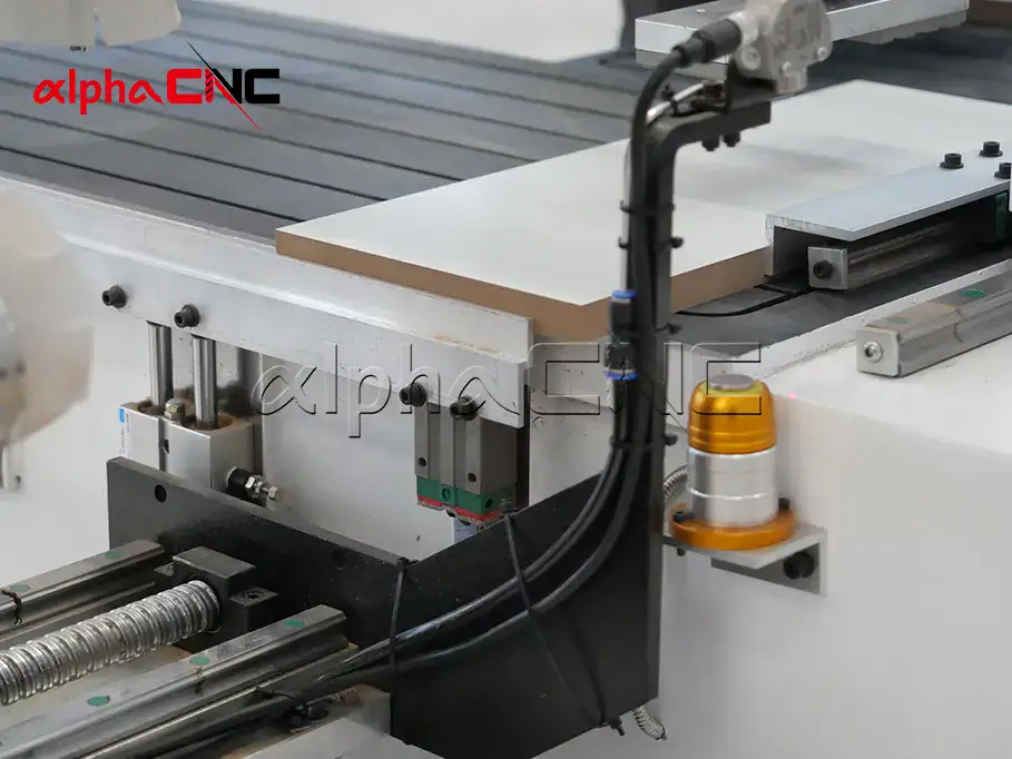 Alpha CNC side drill machine panel positioning