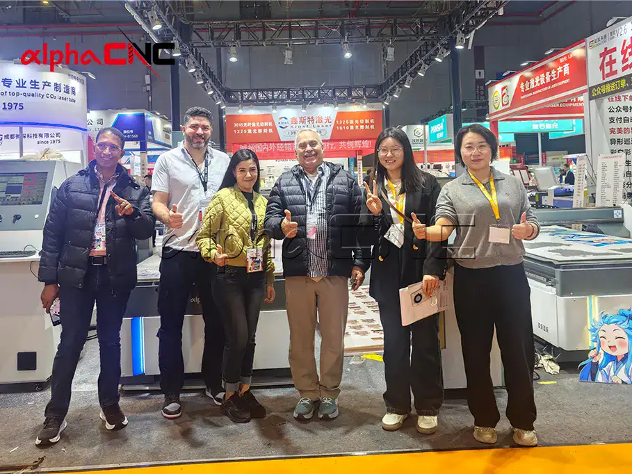 Alpha CNC woodworking machinery global customers at exhibition