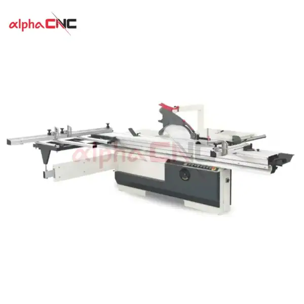Alpha High-Efficiency Sliding Table Saw for Furniture Making – Front View of Heavy-Duty CNC Panel Cutting Machine