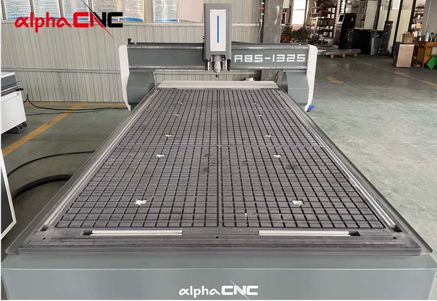 Alpha vacuum table suitable for processing MDF, plywood, and furniture panels.