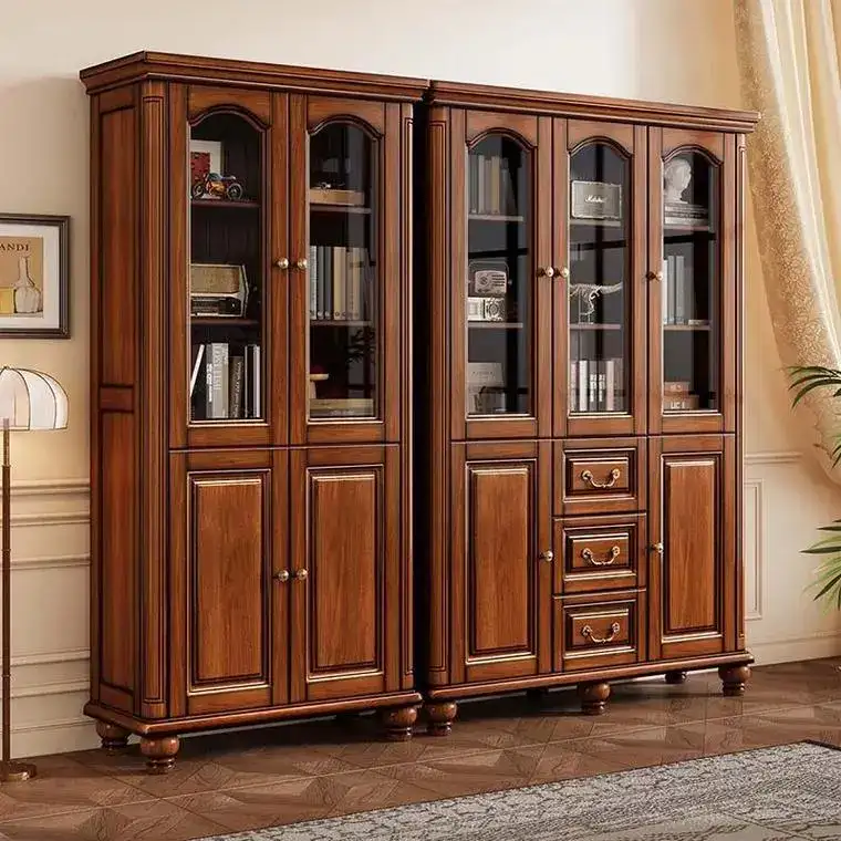American solid wood bookcase cabinet cut with CNC nesting machine