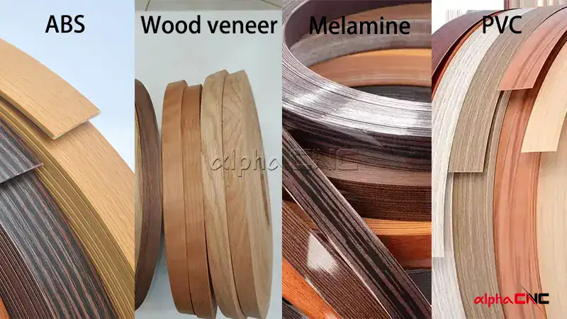 Assortment of edge banding materials PVC、ABS、wood、veneer、melamine