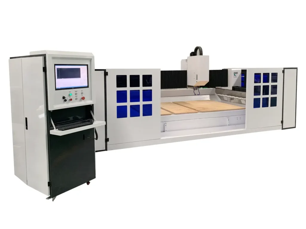 Automated stone CNC router engraving signage on stone