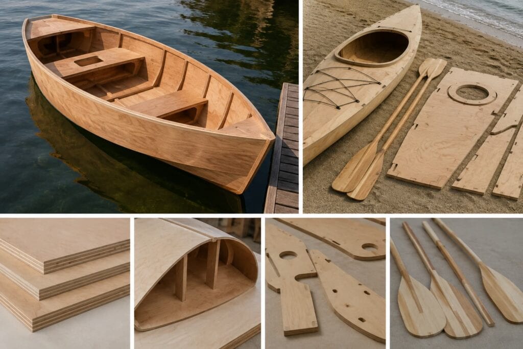 Plywood cutting can be used for boat decks and oars.