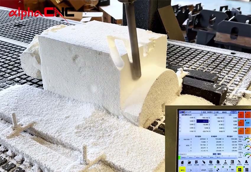CNC foam router for cutting curved foam surfaces