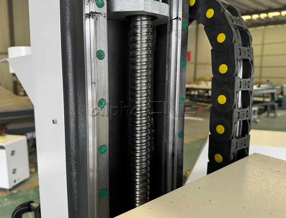 CNC router linear guide rail and ball screw detail