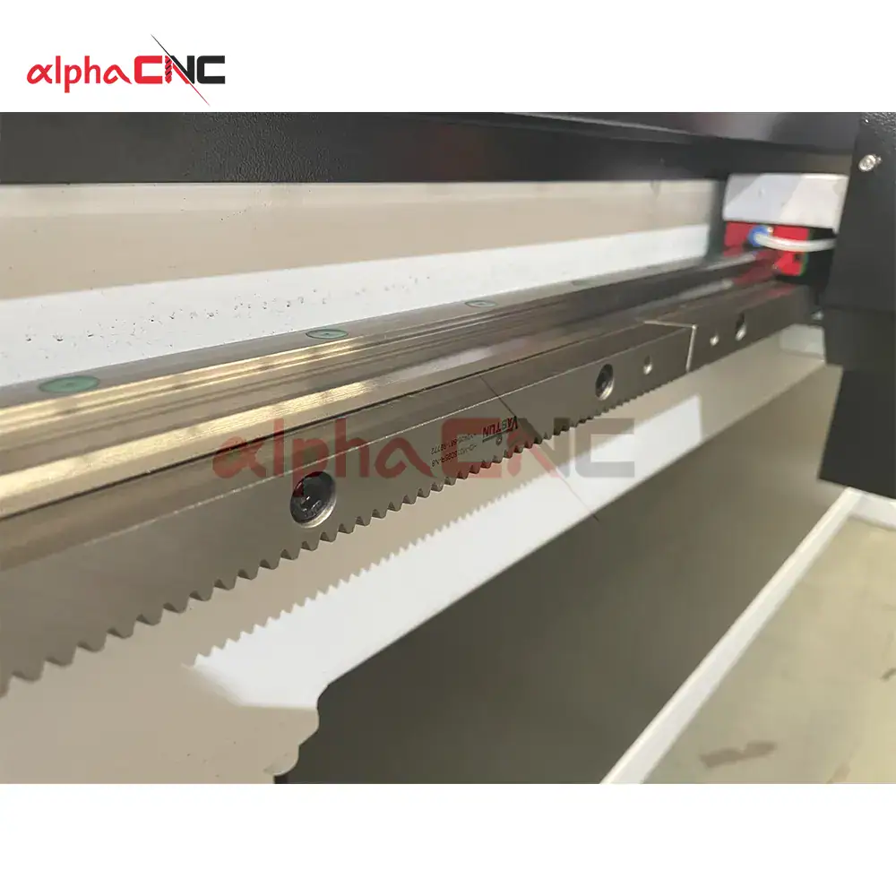 CNC router linear guide rail and rack pinion drive
