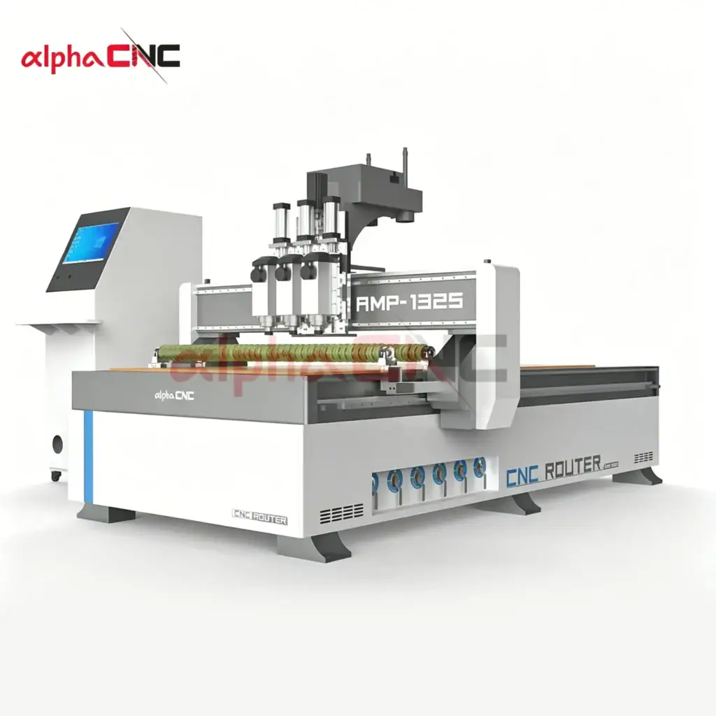 CNC router working area – three process for grooving, cutting, drilling
