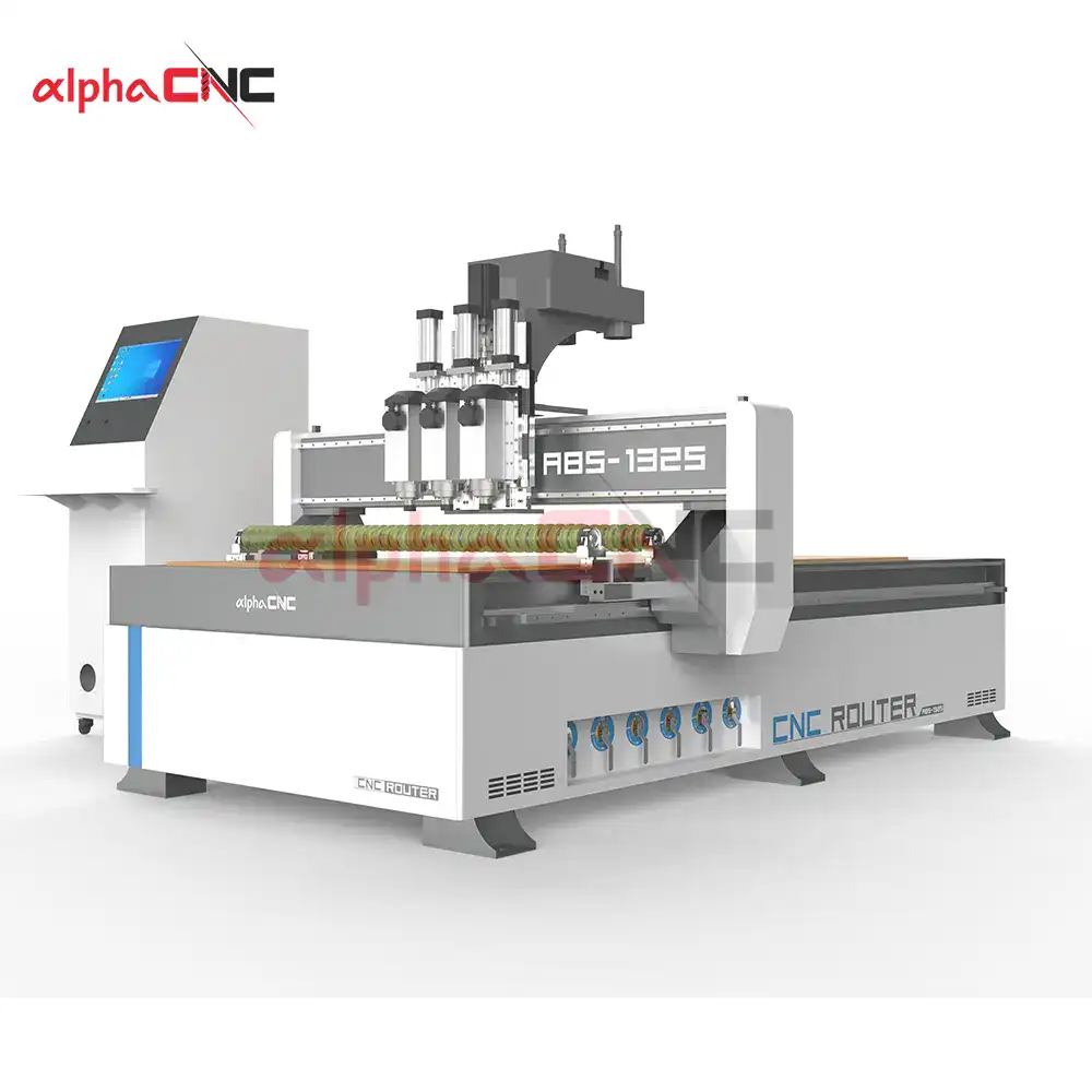 CNC router working area – three process for grooving, cutting, drilling