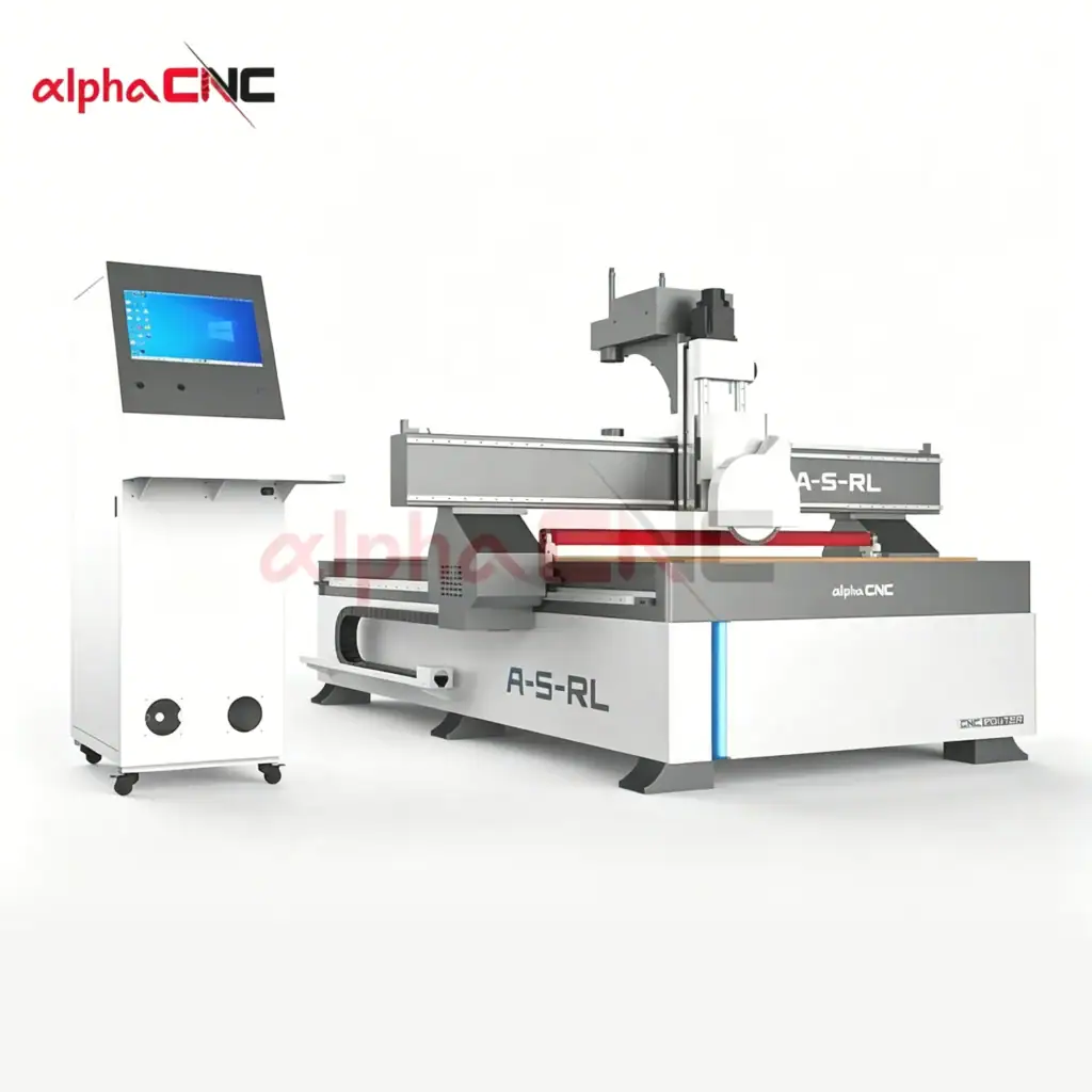 CNC saw cutting machine with press roller