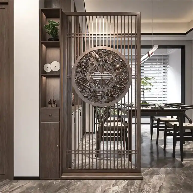 CNC wood carved wooden screen partition for interior decor
