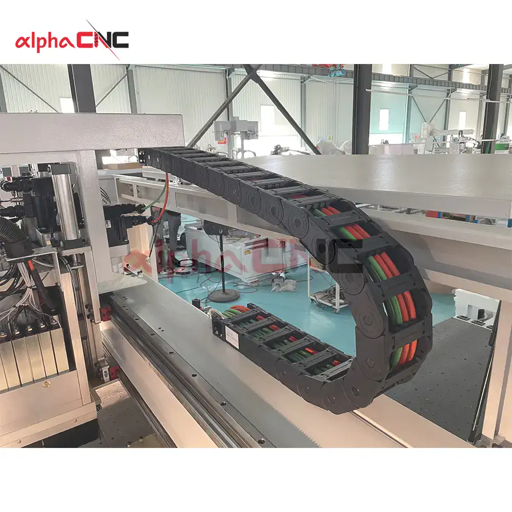 Protected Cables in Energy Chain for Durable CNC Machine
