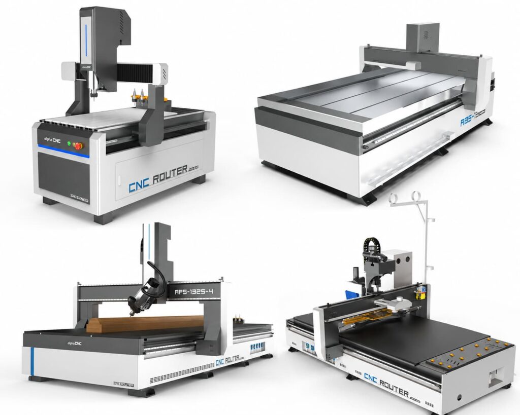 Four CNC plywood cutting machines 
