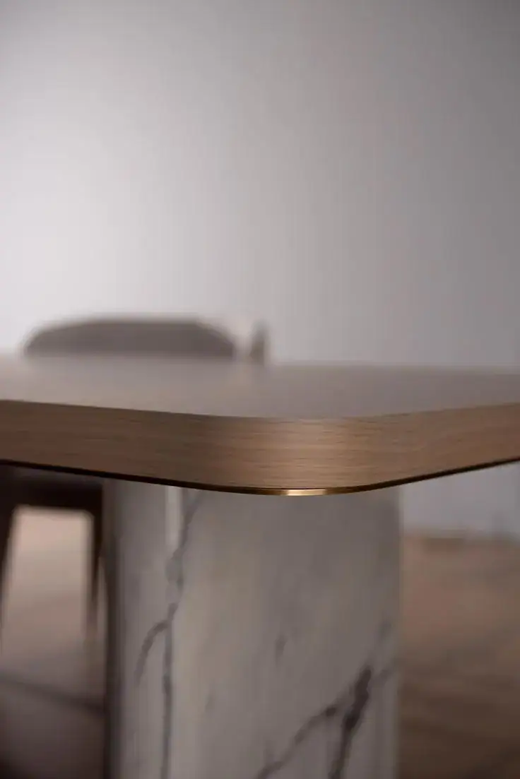 Custom round edge banding on wood surface