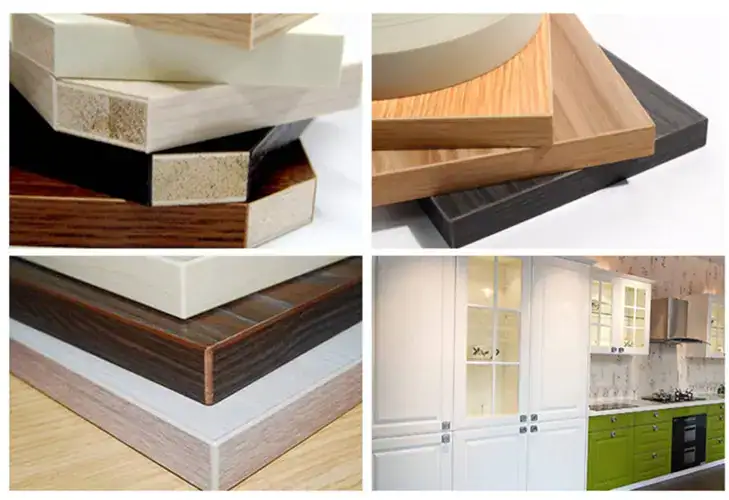 Furniture panels with finished edge banding for cabinet manufacturing