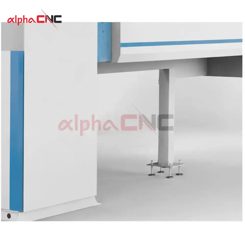 Heavy-duty CNC panel saw support frame and base column stability structure