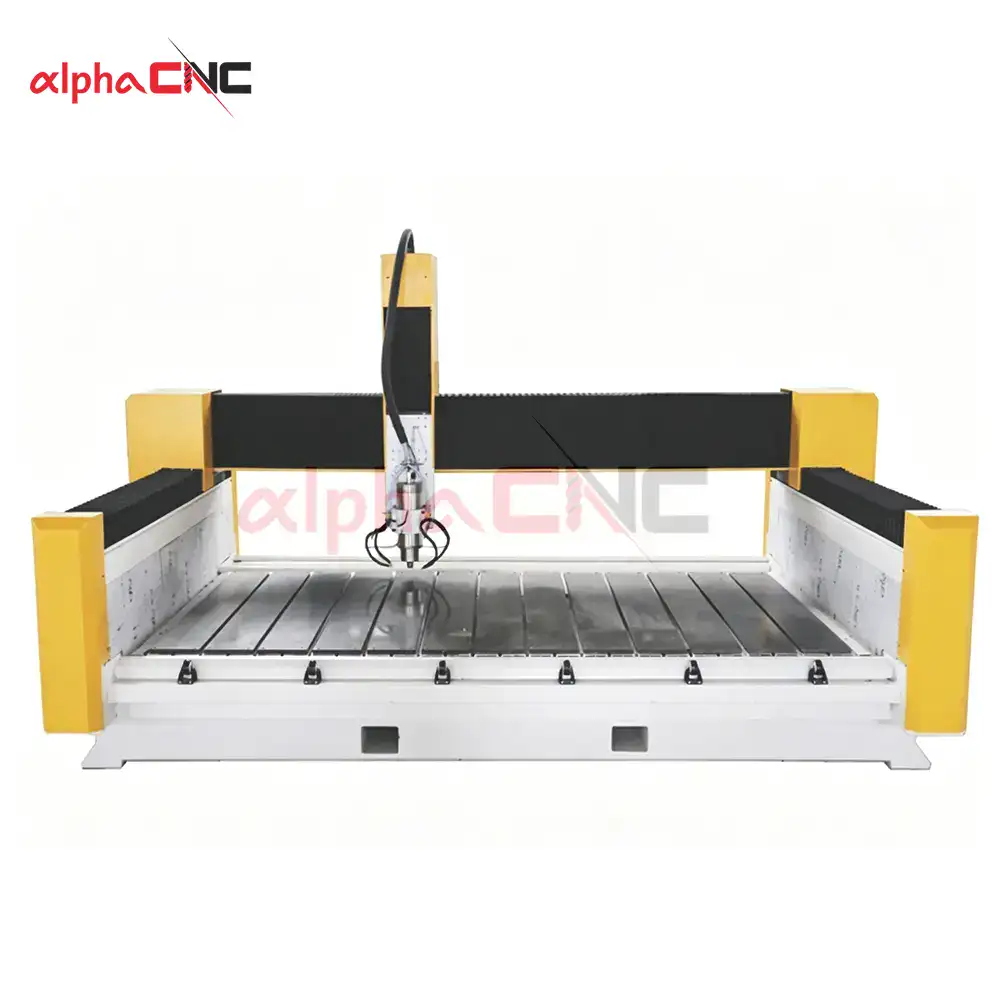 Heavy duty stone carving CNC router with T‑slot worktable