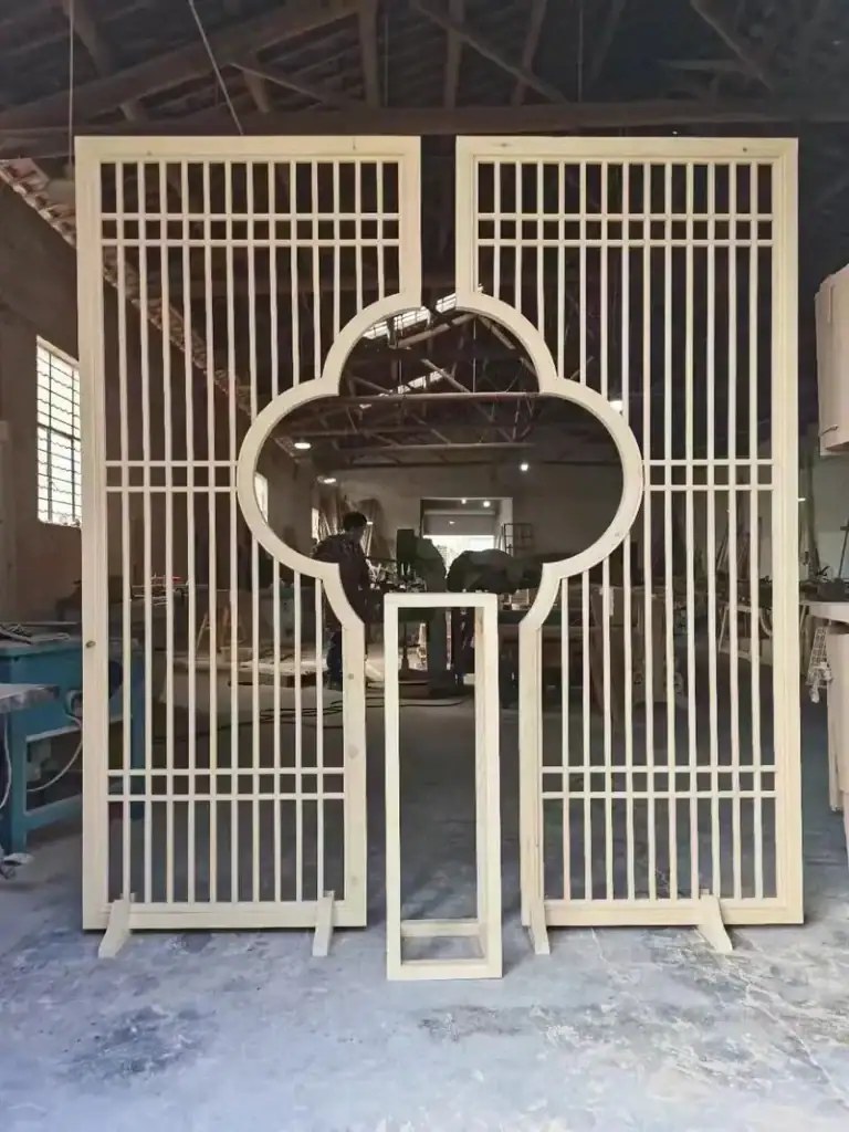 Hollow wood decorative screen engraved with multi spindle wood carving machine