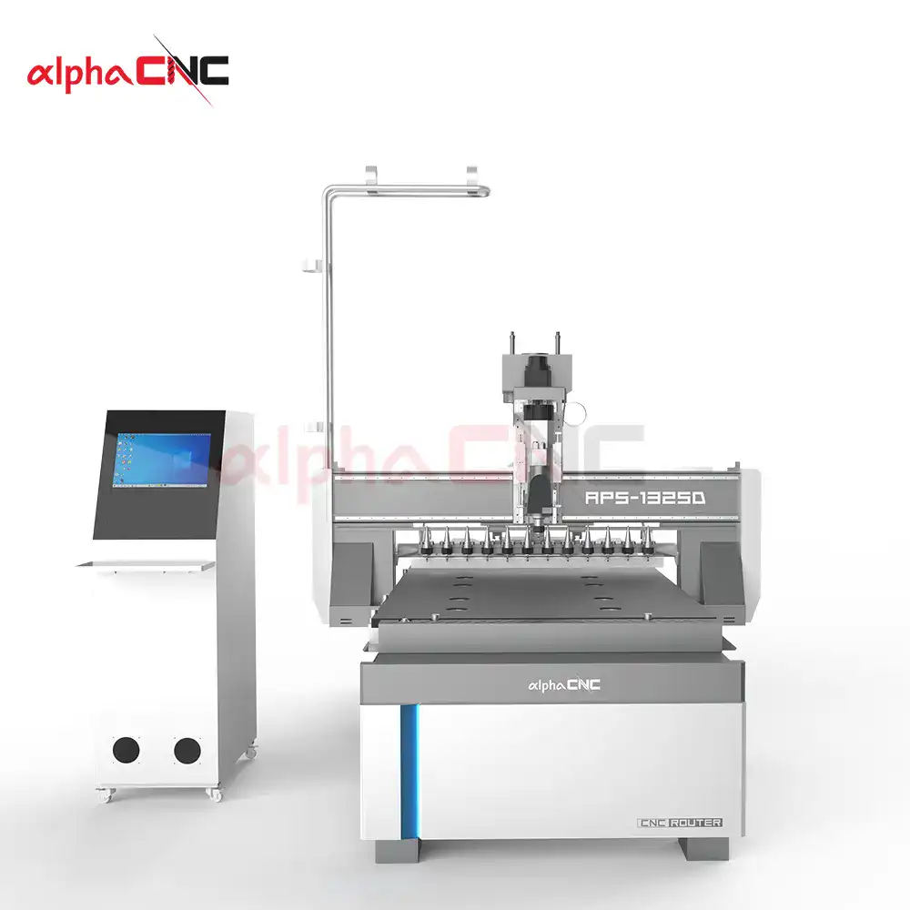 Alpha CNC 1325 ball screw router front view - industrial woodworking machine