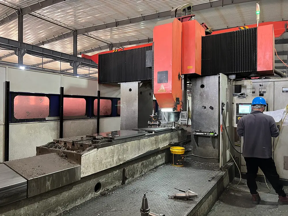 Detailed view of the robust gantry and high-performance spindle inside an Alpha CNC machine, showcasing our use of premium components