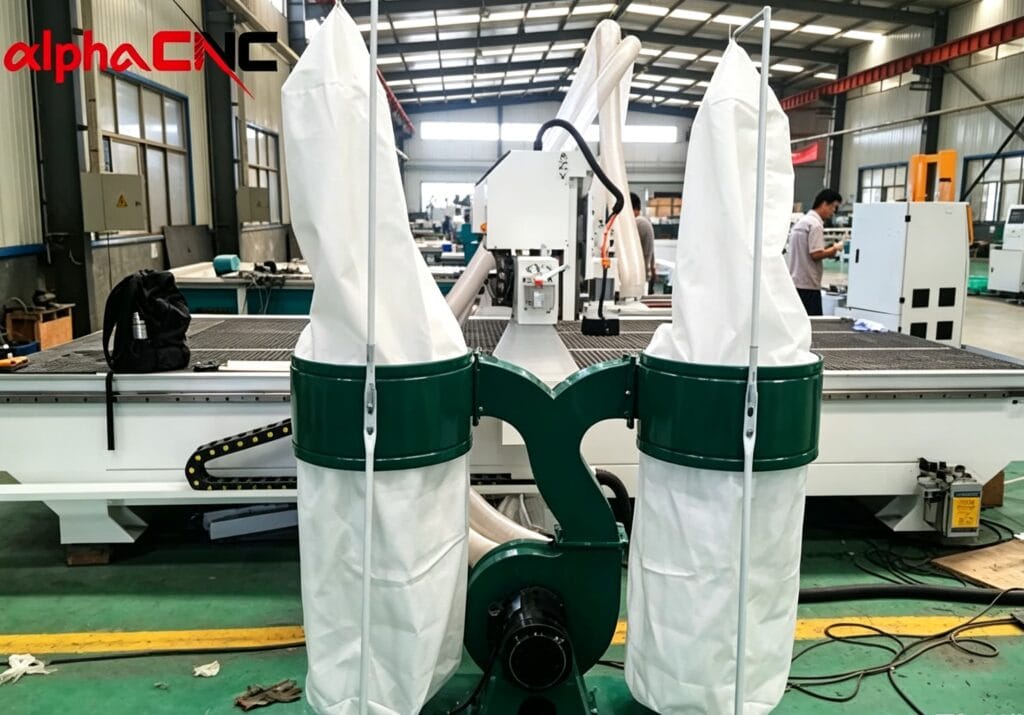 Installing a CNC dust collection system helps keep the work area clean.