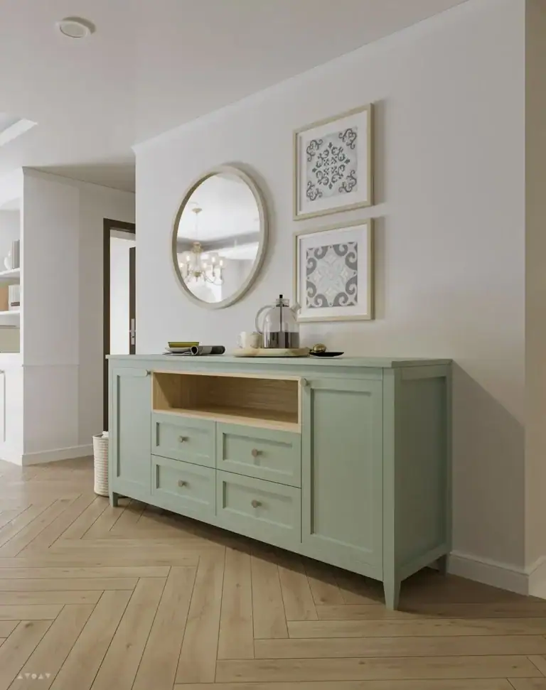 Luxury European style cabinet sample with elegant wood finish