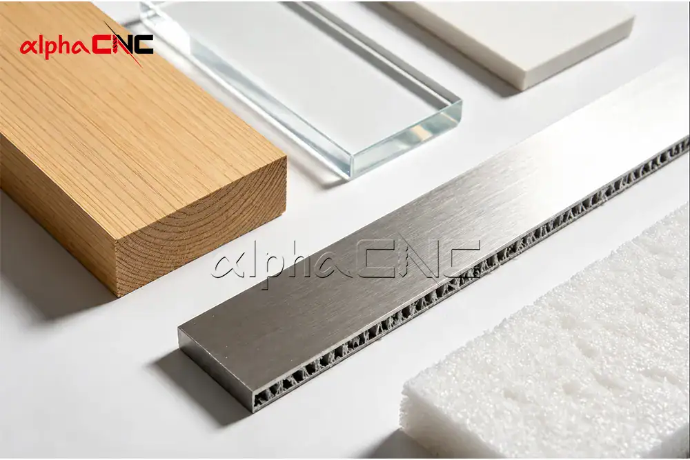 Materials cut by CNC router wood acrylic aluminum foam