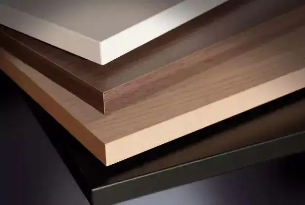 Melamine boards with smooth PVC edge banding effect