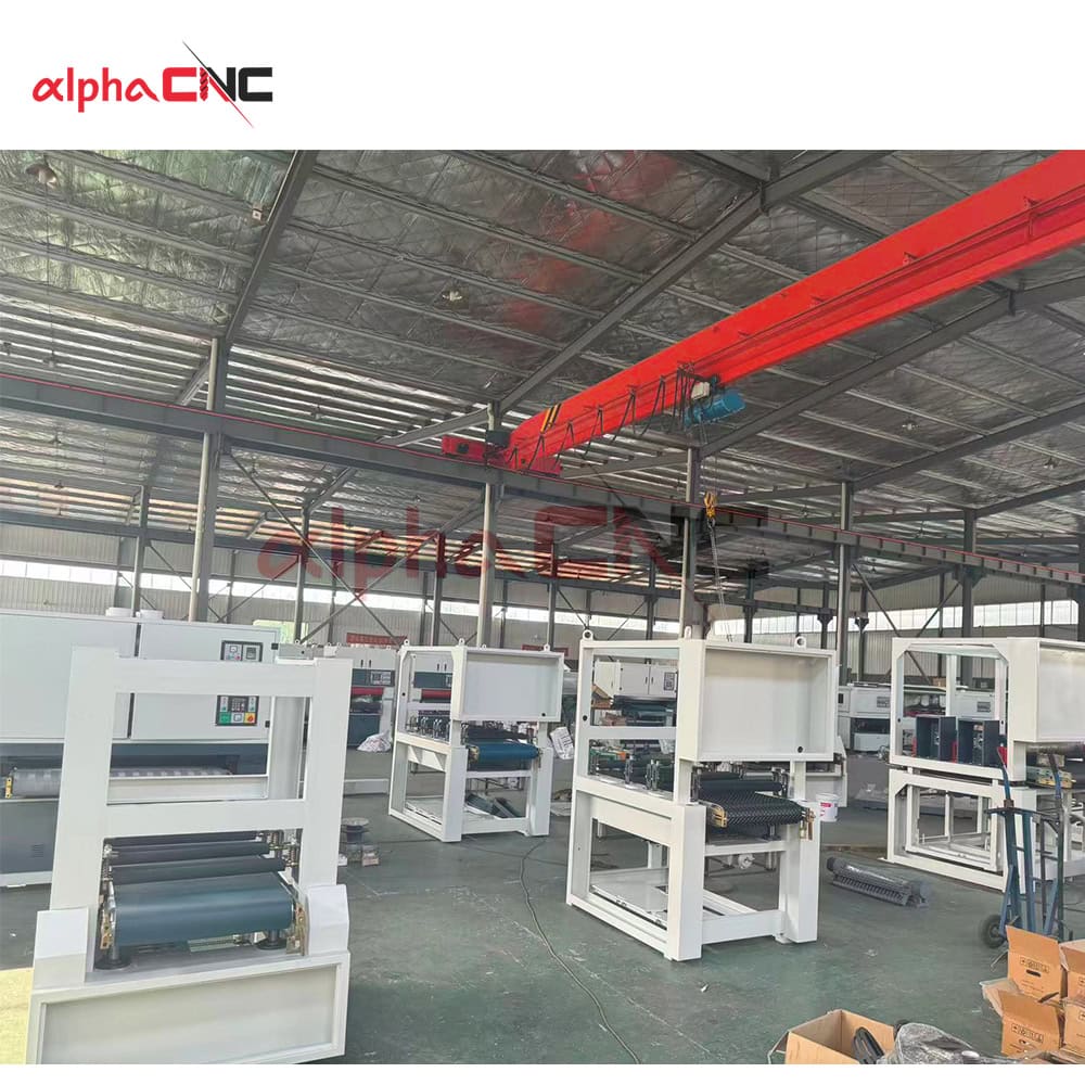 Multiple industrial wood sanding machines for furniture production