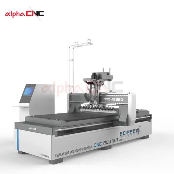 Industrial CNC router side angle with steel frame