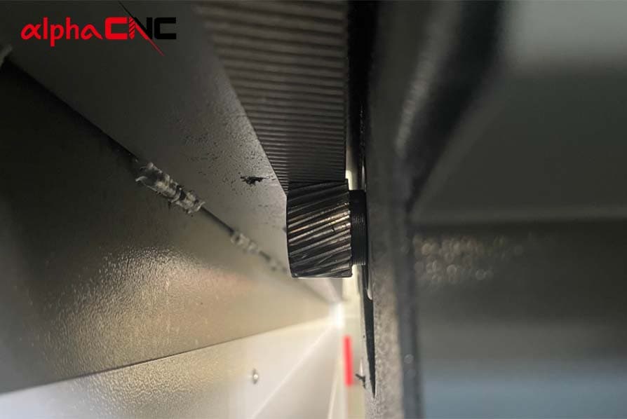 Rack and pinion used to drive the moving components of a CNC router