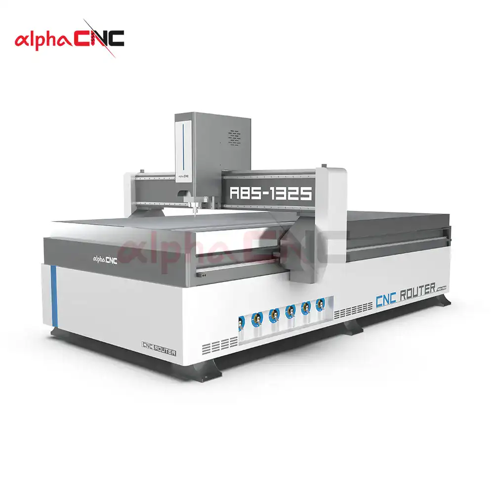 Diagonal angle showing ABS-1325 CNC with steel frame
